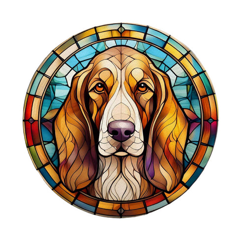 Basset Hound Circular Glass Suncatcher Worktop Saver